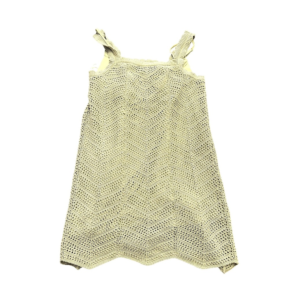 A New Day Knit Dress Womens Medium Light Green Crochet Tank Sleeveless Lined‎